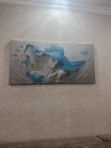 60x120: Dekorativ divar saatı – rəsmli tablo - Ölçü: təxmini 60x120 sm — 1