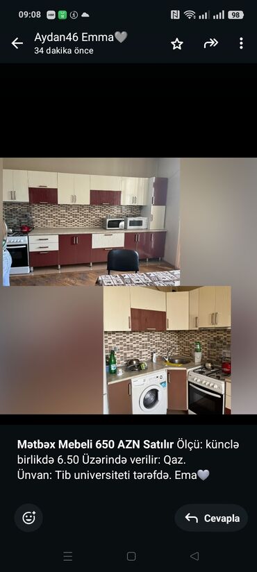 Sifarişlə dolablar: *Mətbəx Mebeli 650 AZN Satılır* Ölçü: künclə birlikdə 6.50 Üzərində