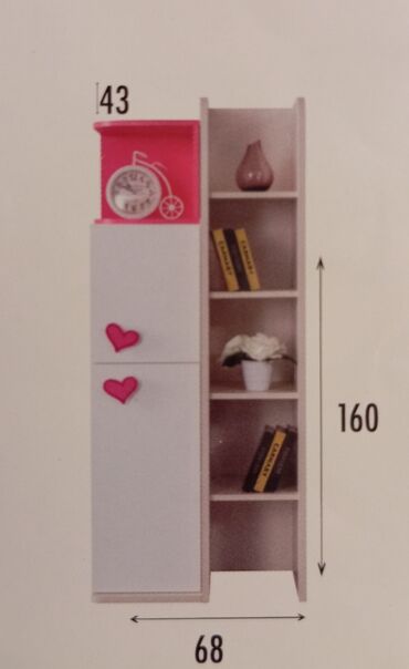 Dolablar: Açılan, 1 qapı Düz dolab, Kitab dolabı