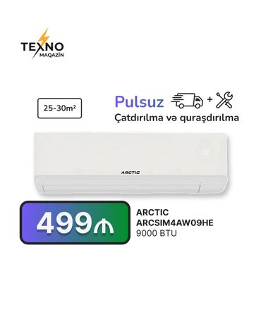 Kondisioner 20-25 kv. m, Split sistem, Pulsuz quraşdırılma