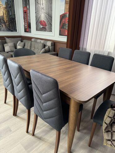 balaca masa: Qonaq otağı üçün, Yeni, Açılan, Dördbucaq masa, 8 stul, Türkiyə
