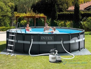 большие бассейны: Сборный каркасный бассейн серии Intex Ultra Frame комплектации DELUXE