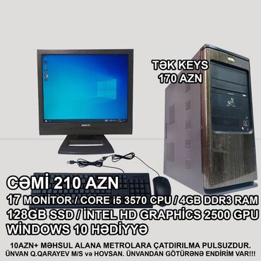 komputer dell: Masaüstü kompüter "qori ddr3 1155 h61/core i5 3570/4gb ram/128gb ssd"