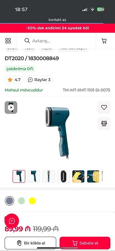 əl utusu: Tefal Pure Pop əl buxar ütüsü – DT2020 - Növ: Əl tipi geyim — 4