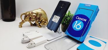 Tecno: Tecno Camon 16, Новый, 128 ГБ, цвет - Черный, 2 SIM