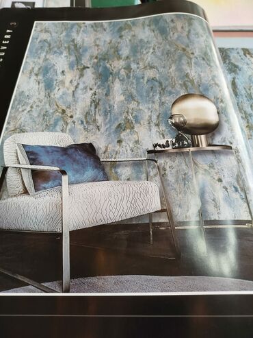 oboylar 2021: Mərmər effektli dekorativ divar örtüyü - Rəng və faktura: Mavi, boz