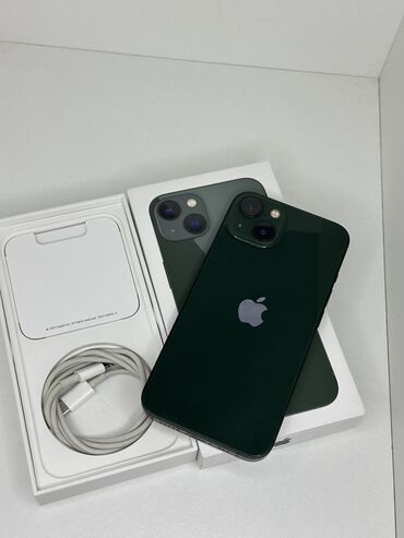 ipone 13: IPhone 13, Б/у, 256 ГБ, Alpine Green, Защитное стекло, Кабель, Коробка, 77 %