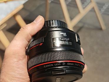 pult az: Canon EF 50mm f/1.2 L USM İlk sahibiyəm. Az işlətmişəm. Sony kamera — 10