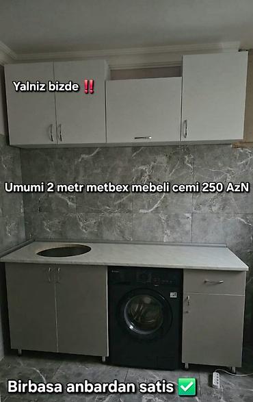 tek dolablar: 2 metr mətbəx mebeli dəsti - Üst dolablar: 3 bölmə (iki qapılı bölmə — 1