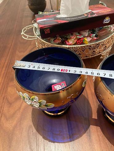 kasa: Məhsul: Boyalı şüşə dekorativ qablar (komplekt) - Material: Qalın — 1