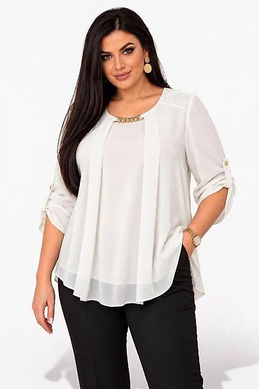 kozn: Elegantna ženska bluza – plus size - Model: lepršava bluza A-kroja sa — 2