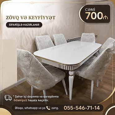 taxta stul stol: Qonaq otağı üçün, Yeni, Açılan, Oval masa, 6 stul — 1