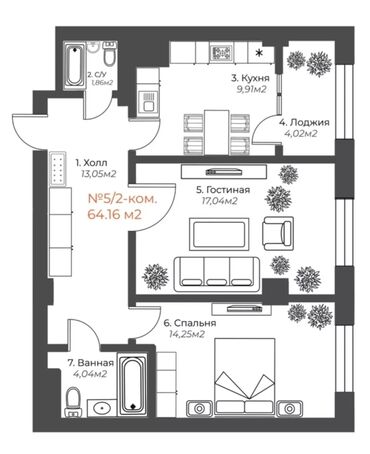 Продажа квартир: 2 комнаты, 65 м², 14 этаж, Евроремонт