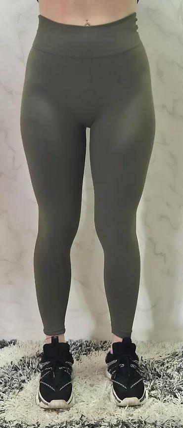 Helanke, biciklistički šortsevi: Ženske sportske helanke – visoki struk, maslinasto zelene - Kroj — 7