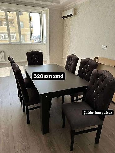reseption masa: Qonaq otağı üçün, Yeni, Açılmayan, Dördbucaq masa, 6 stul — 2