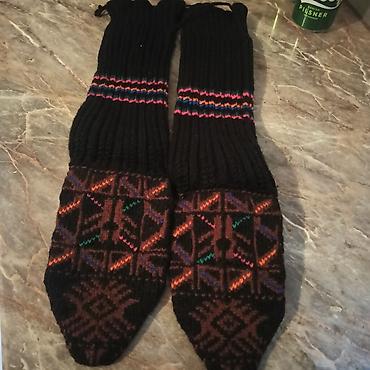Čarape: Ručno pletene vunene čarape – opanci/putaše sa bogatim etno motivima — 4