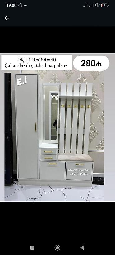 Ev üçün mebel: Dəhliz üçün çoxfunksiyalı dolab-komplekt. Ölçü: 140×200×40 sm — 1