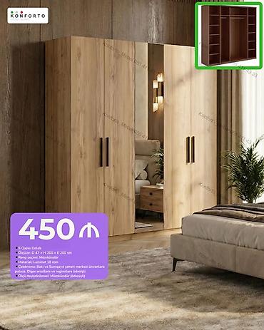 5 qapılı geyim dolabı – laminat 18 mm - Ölçü: 47 d × 200 h × 200 e sm