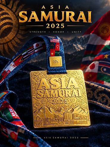 Спорт жана хобби: Памятная медаль Asia Samurai 2025 - Квадратная медаль золотистого — 2
