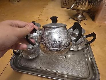 cay serviz: Çay dəsti, rəng - Gümüşü, Metal — 5