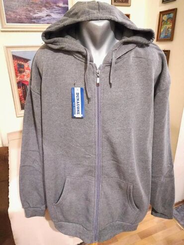 tn duks: Sweatshirt, 7XL (EU 66), color - Grey, With a hood