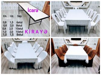 Avadanlığın icarəsi: Tədbirlər üçün kirayə stol-stul, qab-qacaq Ad günləri, nişan, xına — 12