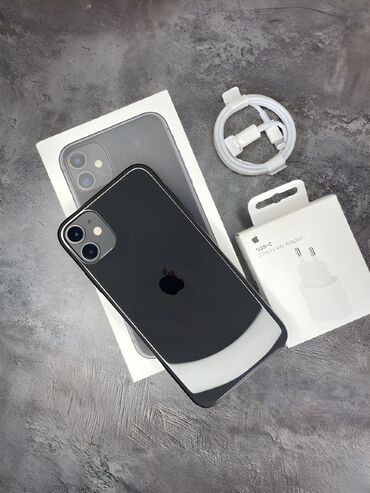 чехол на телефон айфон x: IPhone 11, Колдонулган, 128 ГБ, Кара, Кулакчындар, Заряддоочу түзүлүш, Коргоочу айнек, 75 %