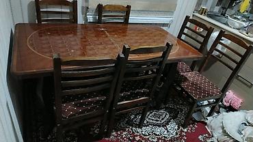 bosqab desti: Yemək masası və stul dəsti - Material: tam ağac (taxta) konstruksiya — 3