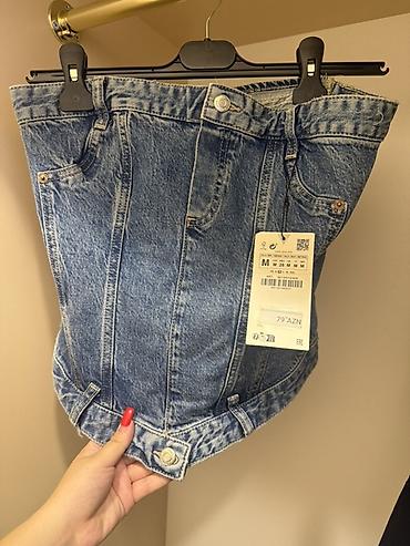 zara bot: ZARA denim korset-top - Model: Denim korset tipli strapless top - — 2