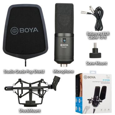 микрофон boya: Микрофон boya by-m1000 в комплекте паук и попфильтр. Новый