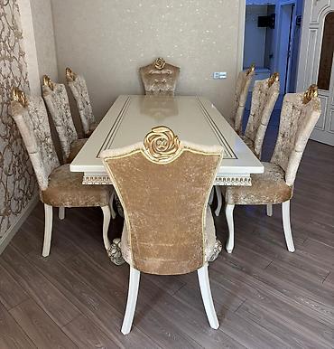 Qonaq otağı üçün, İşlənmiş, Açılmayan, Dördbucaq masa, 6 stul