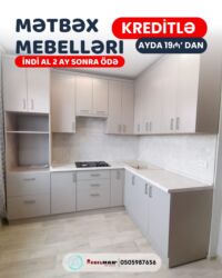Sifarişlə mətbəx mebeli: Sifarişlə mətbəx dəsti, Özü çəkən petlələr, Mat laminat, Kredit var, Rayonlara çatdırılma, Pulsuz çatdırılma — 13