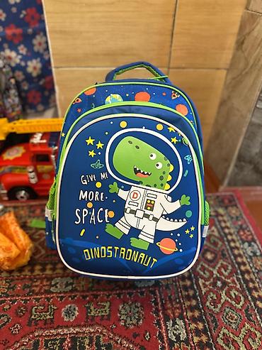 Школьные сумки: Uşaq məktəb çantası – “Dinostronaut” mövzulu - Rənglər: mavi-yaşıl — 1