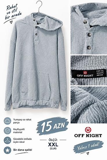 kisi dublyonkalari: OFF NIGHT kapüşonlu svitşot - Rəng: açıq boz - Ölçü: XXL (EUR) - — 1