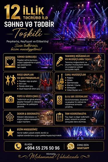 eğlence iş ilanları: Səhnə və Tədbir Təşkili – 12 illik təcrübə Peşəkarlıq, keyfiyyət və — 1