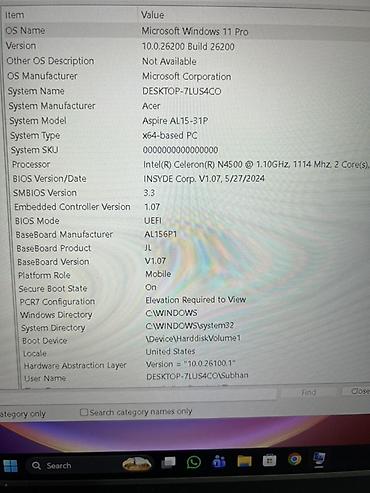 rtx 4080 ti: Acer Aspire AL15-31P noutbuk - Ekran: 15.6" geniş ekran, nazik — 4