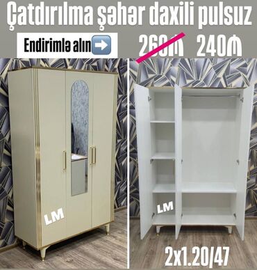 Çarpayılar: Üç qapılı dolablar təmiz laminatla 📌 Qiymət : 240₼