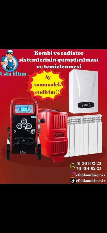 мастер по ремонту холодильников на дому: Xidmət: Kombi və radiator sistemlərinin quraşdırılması və muasir