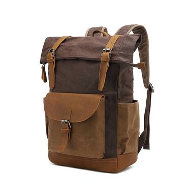 военные рюкзаки: Дорожный винтажный рюкзак WOGARL( Арт 39001 ) Материал Канвас/Кожа