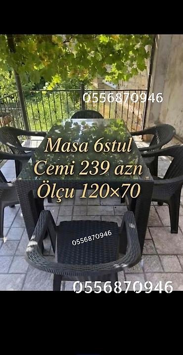 plastik stollar: Yeni, Dördbucaq masa, 6 stul, Qatlanan, Stullar ilə, Plastik, Türkiyə — 5