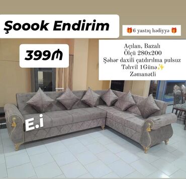 Divan və masa dəstləri: Künc divan, Açılan, Bazalı, Şəhərdaxili pulsuz çatdırılma