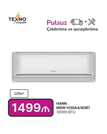 havalandırma sistemi: Kondisioner 100-dən çox kv. m, Split sistem, Pulsuz quraşdırılma