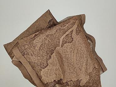 materiał koronka: Brązowa firana/woal dekoracyjny z ażurowym, roślinnym wzorem - — 4