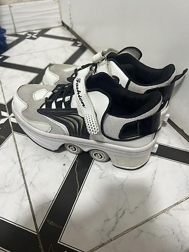 dunk low: Срочно!!!!Роликовые кроссовки в спортивном стиле, бело-чёрного цвета — 3