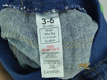 clothes tu: Spodnie jeansowe, George, 3-6 miesięcy, stan - Bardzo dobry — 4