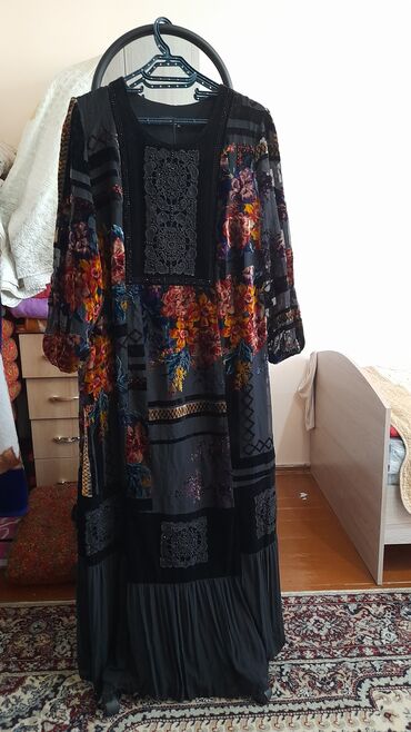 платья из итальянского шелка: Вечернее платье, Длинная модель, Шелк, С рукавами, 7XL (EU 54)