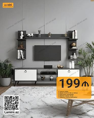 TV altlığı: TV altlığı və divar rəfi dəsti - Ölçülər: Dərinlik 40 sm × Hündürlük — 1