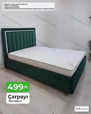 madeyra matras: Çarpayı – 160×200 sm - İstiqamət: yumşaq başlıqla, zümrüd-yaşıl — 1