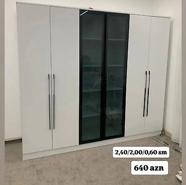metal vitrin: Yeni, 4 qapılı, Güzgülü, Ağ, Açılan, Düz dolab — 1