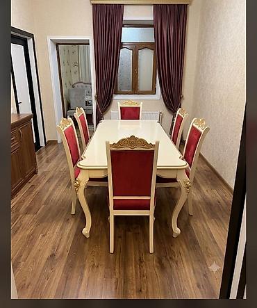 oturacaq: Qonaq otağı üçün, İşlənmiş, Açılmayan, Kvadrat masa, 6 stul — 1